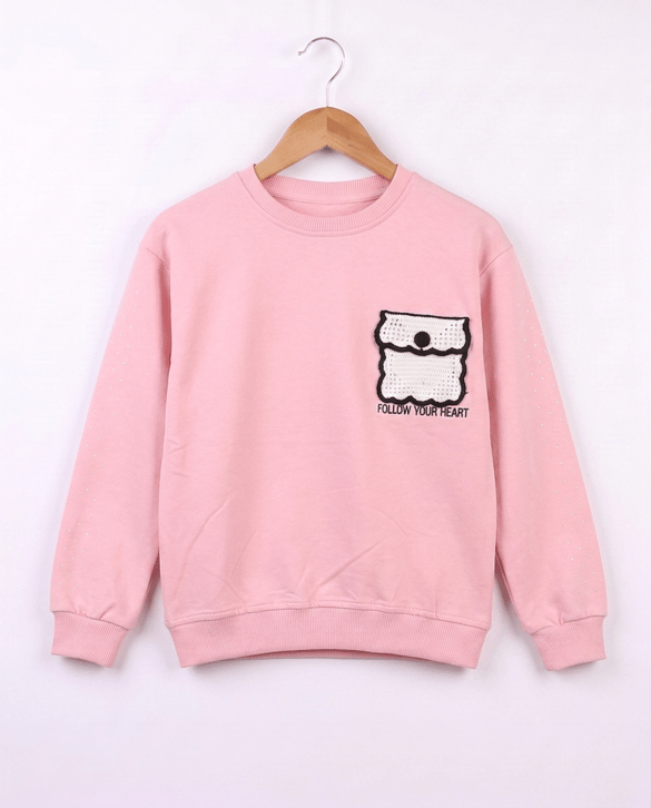 26752 Follow Your Heart Nakışlı Sweat PEMBE