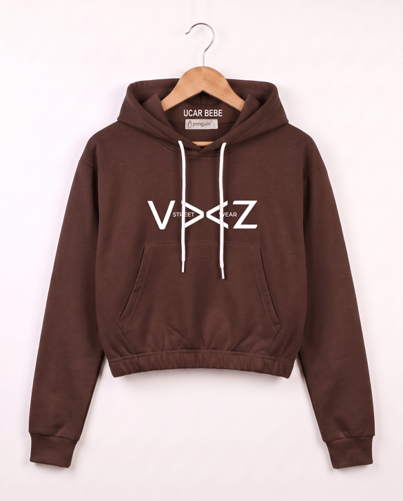 3014 İki İplik Streeat Wear Yazılı Sweat KAHVE