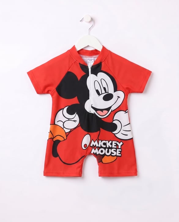 3104-5 Mickey Mouse Fermuarlı Yulum Mayo KIRMIZI