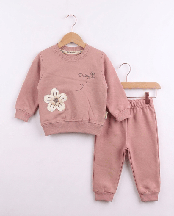 4938 Çiçek Desenli İkili Kız Bebe Takım GÜLK