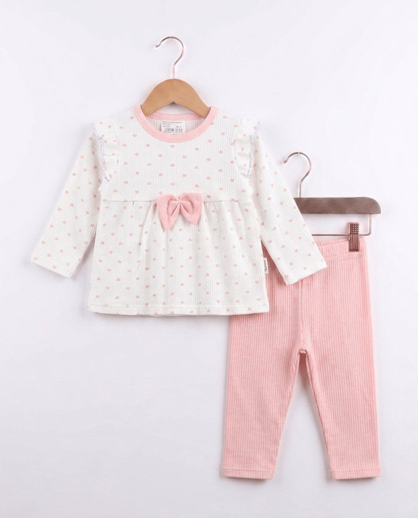 6029 Simli Kalp Desenli İkili Bebe Takım SOMON
