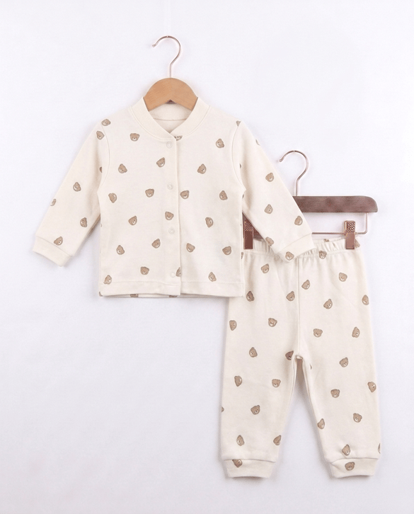 6060 Ayı Desenli İkili Bebe Takım KREM