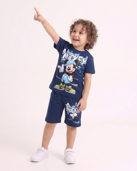 6613 Mickey Mouse Desenli Erkek Çocuk Takım MAVİ