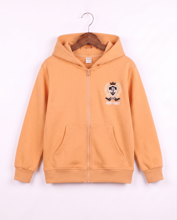 8264265 West Coast Nakışlı Fermuarlı Üç İplik Şardonlu Sweat TURUNCU