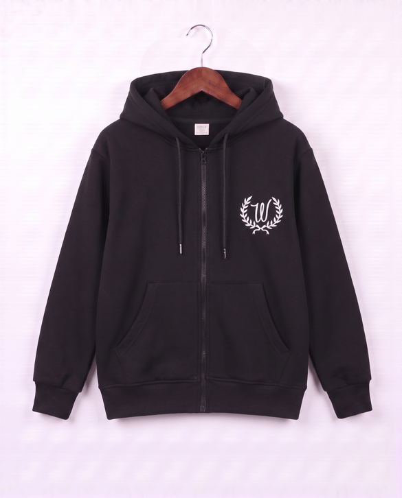 8264266 W Nakışlı Üç Ülik Şardonlu Fermuarlı Sweat SİYAH