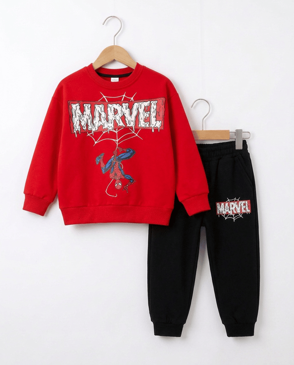 001103 Üç İplik Marvel Baskılı Erkek Takım KIRMIZI
