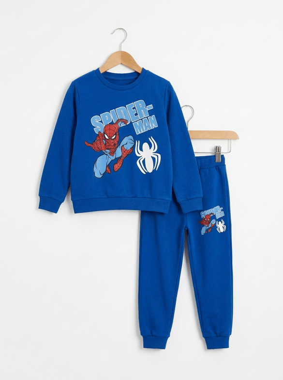 001809 Spiderman Baskılı Şardonlu Erkek Takım MAVİ