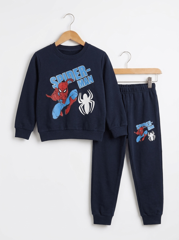 001809 Spiderman Baskılı Şardonlu Erkek Takım LACIVERT