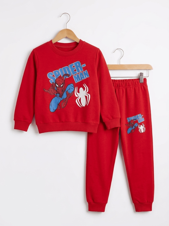 001809 Spiderman Baskılı Şardonlu Erkek Takım KIRMIZI