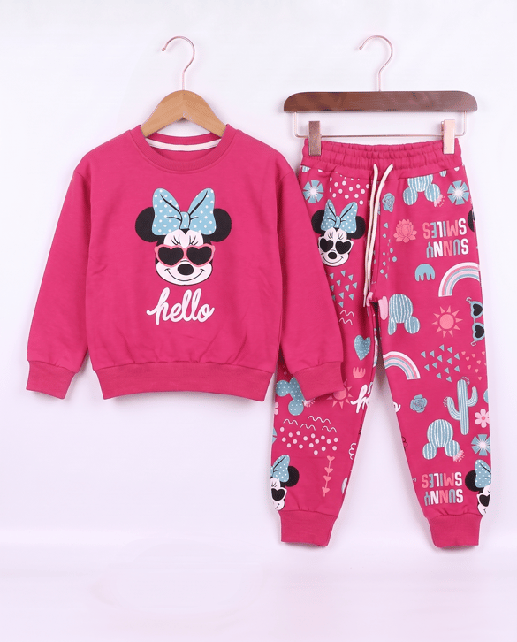 001903 Minnie Mause Desenli Kız Çocuk Takım FUŞYA
