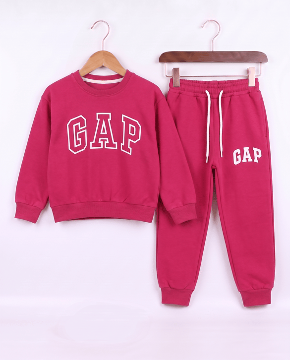 001906 Gap Desenli Kız Çocuk Takım FUŞYA