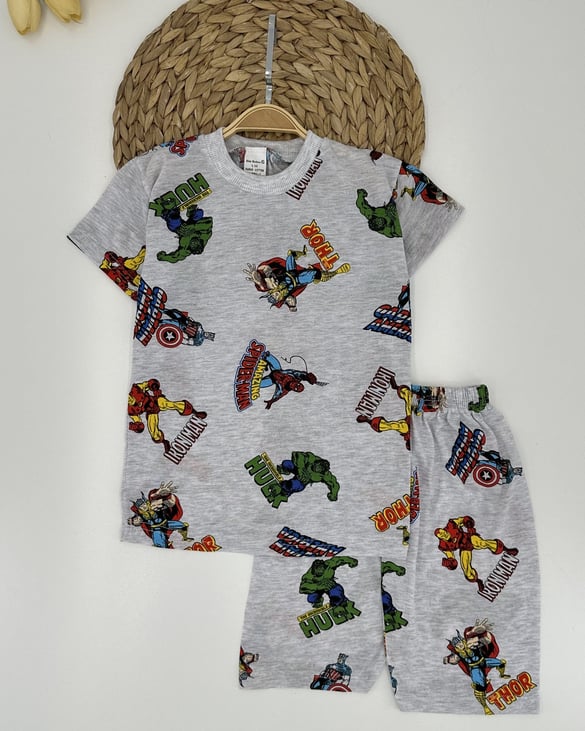 00505-11 Hulk & Thor Desenli Erkek Çocuk Takım KAHVE