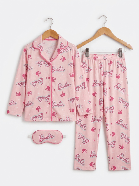 008022 Göz Bantlı Barbie Desenli Pijama Takımı SOMON
