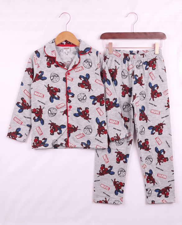 008034 Spiderman  Desenli Pijama Takımı GRİ