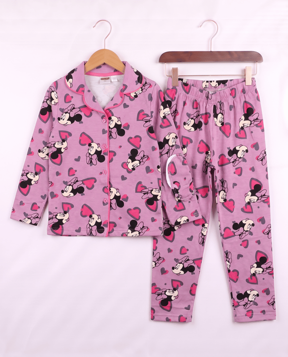 008040 Kalpli Minnie Desenli Göz Bantlı Pijama Takımı MURDUM