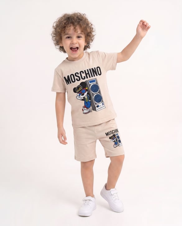 01105-1 Mickey Mouse Baskılı Erkek Çocuk Takım KREM