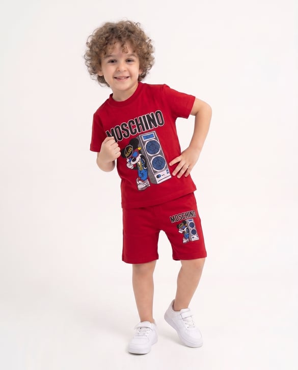 01105-1 Mickey Mouse Baskılı Erkek Çocuk Takım KIRMIZI