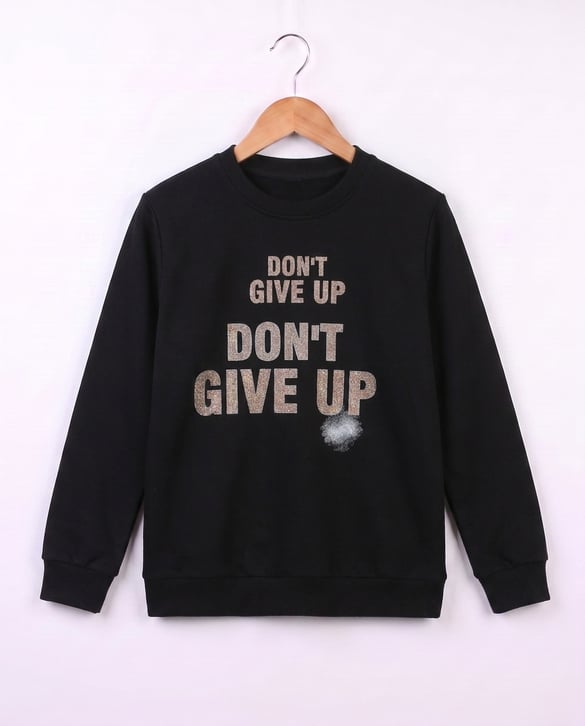 1320 Don't Gice Up Baskılı Sweat SİYAH