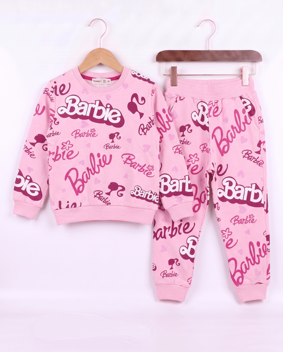 16314 Barbie Desenli Üç İplik Takım PEMBE