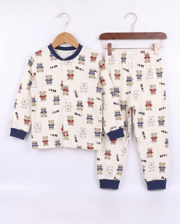 17525 Bear Çıtçıtlı Pijama Takımı MAVİ
