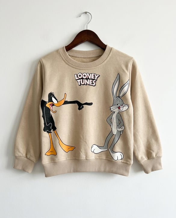 1811-1 Loonet Tunes Baskılı Sweat KREM