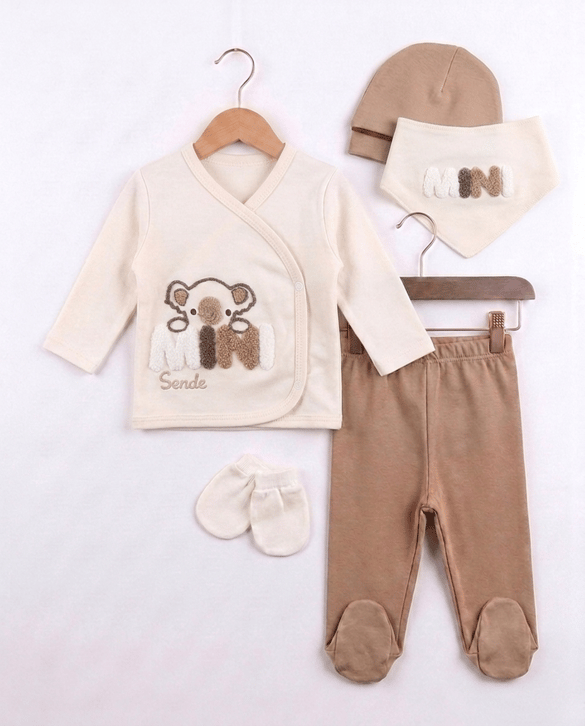 2093 Mini Koala Beşli Erkek Bebek Zıbın Takım KAHVE
