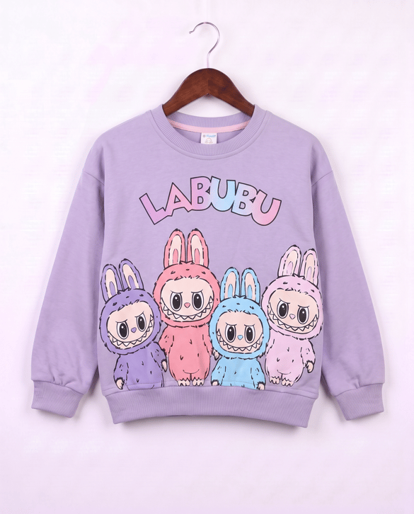 21701 Labubu Baskılı Kız Sweat MOR