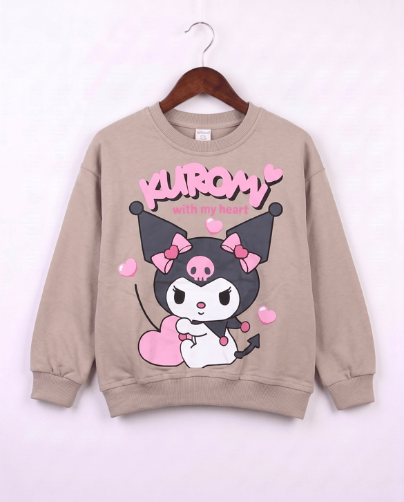 21702 Kuromi Baskılı Kız Sweat TAŞ