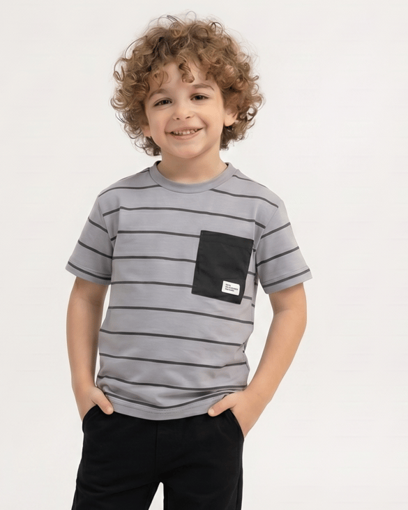225634 Cepli Çizgi Baskılı Erkek Çocuk T-Shirt FM