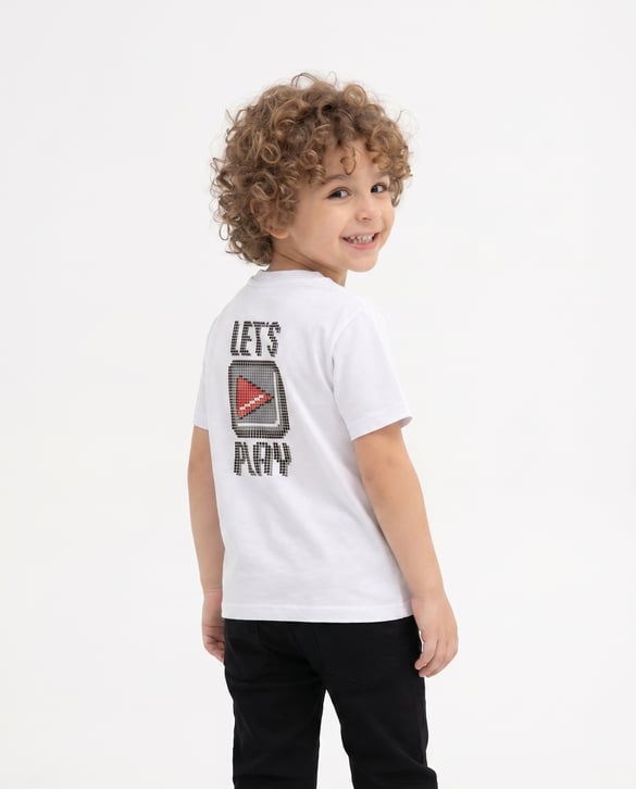 2264433 Lets Play Baskılı Erkek Çocuk T-Shirt BEYAZ