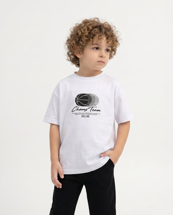 2264603 Champ Team Baskılı Erkek Çocuk T-Shirt BEYAZ