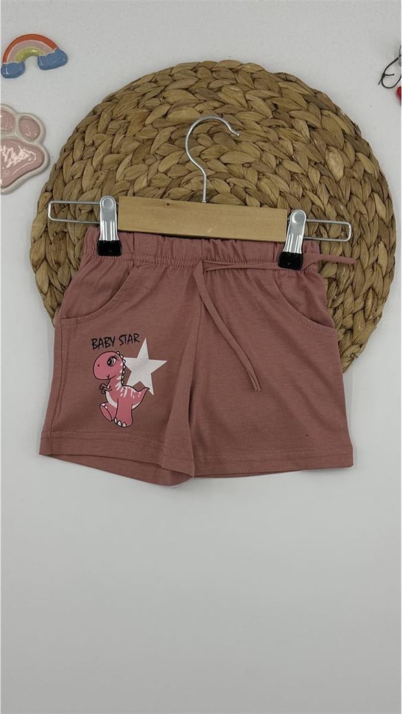 2370 Sevimli Dino Kız Şort PEMBE