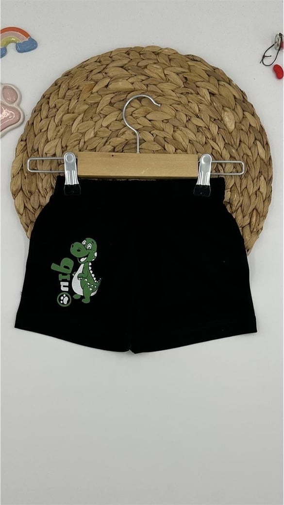 2372 Dinazor Baskılı Erkek Şort SIYAH