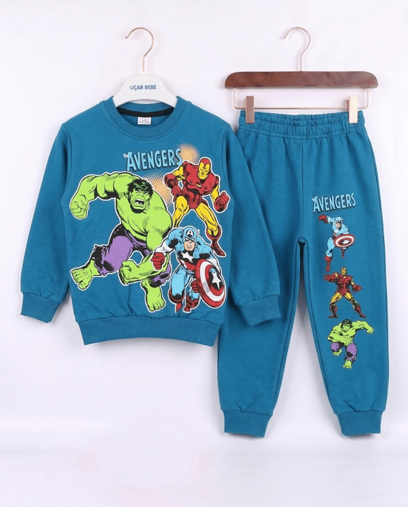2408-11 The Avengers Baskılı İkili Erkek Takım MAVİ