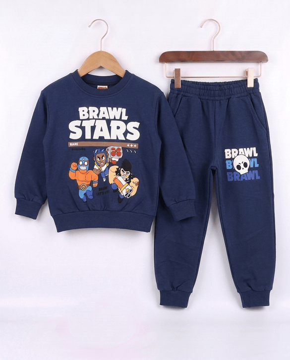 2408-12 Brow Stars  Baskılı İkili Erkek Takım LACIVERT