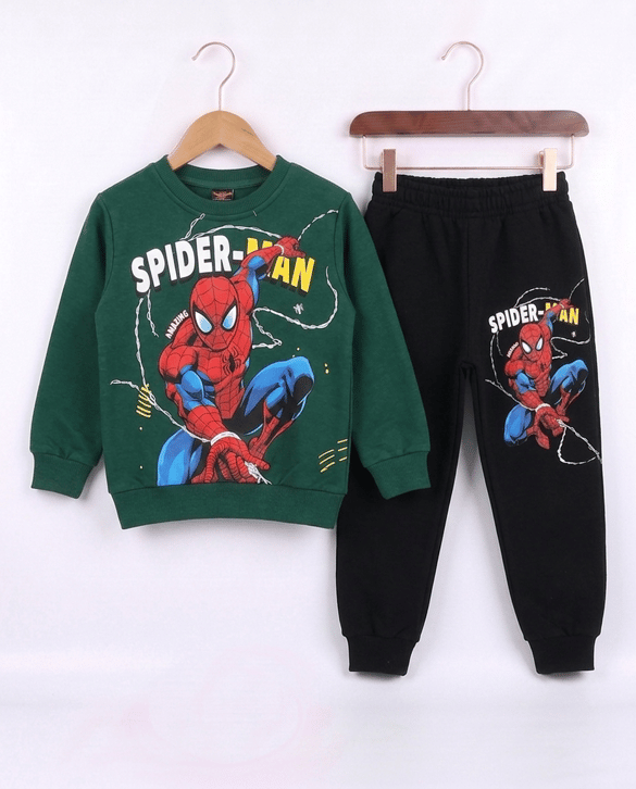 261076 Spiderman Baskılı Erkek Takım YEŞİL