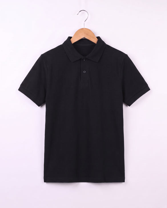 2626-1 Polo Yaka Okul Lakost T-shirt  (7-10 Yaş) SİYAH