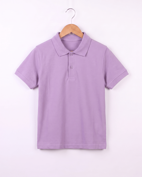 2626-2 Polo Yaka Okul Lakost T-shirt (11-14 Yaş) LİLA