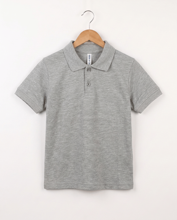 2626-3 Polo Yaka Okul Lakost T-shirt (XS - L BEDEN) GRİ