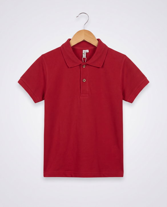 2626-3 Polo Yaka Okul Lakost T-shirt (XS - L BEDEN) BORDO