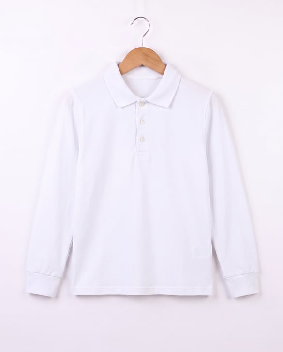 2626-5 Polo Yaka Okul Lakost Sweat (11-14 Yaş) BEYAZ