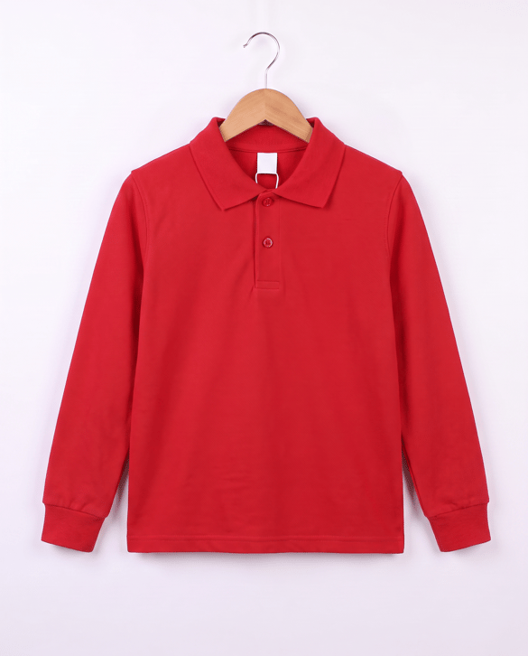 2626-6 Polo Yaka Okul Lakost Sweat (XS - L BEDEN) KIRMIZI