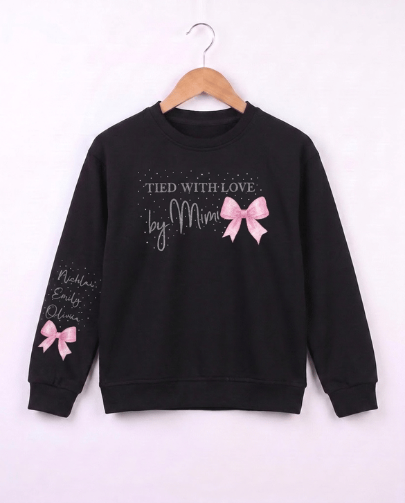 26644 Tied White Love Baskılı Sweat SİYAH