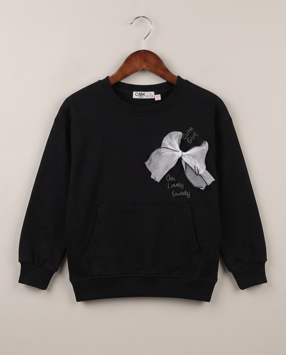 26745 Cute Girl Nakışlı Sweat SIYAH