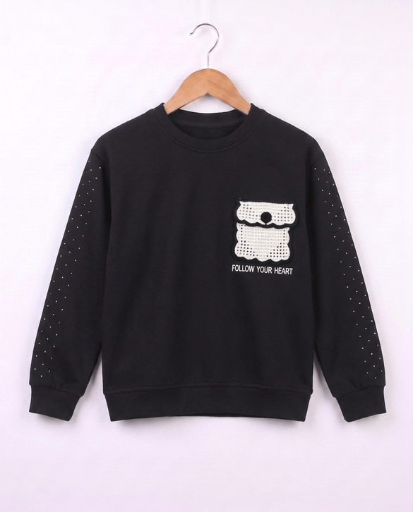 26752 Follow Your Heart Nakışlı Sweat SIYAH