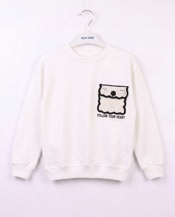 26752 Follow Your Heart Nakışlı Sweat BEYAZ