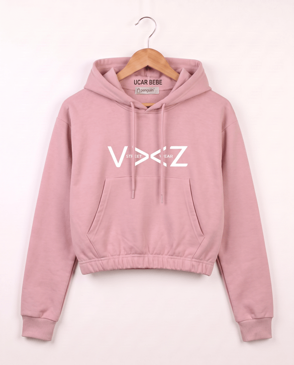 3014 İki İplik Streeat Wear Yazılı Sweat PUDRA