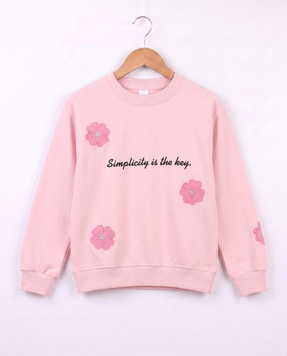6324029 Simplicity İs The Key Nakışlı Sweat PEMBE