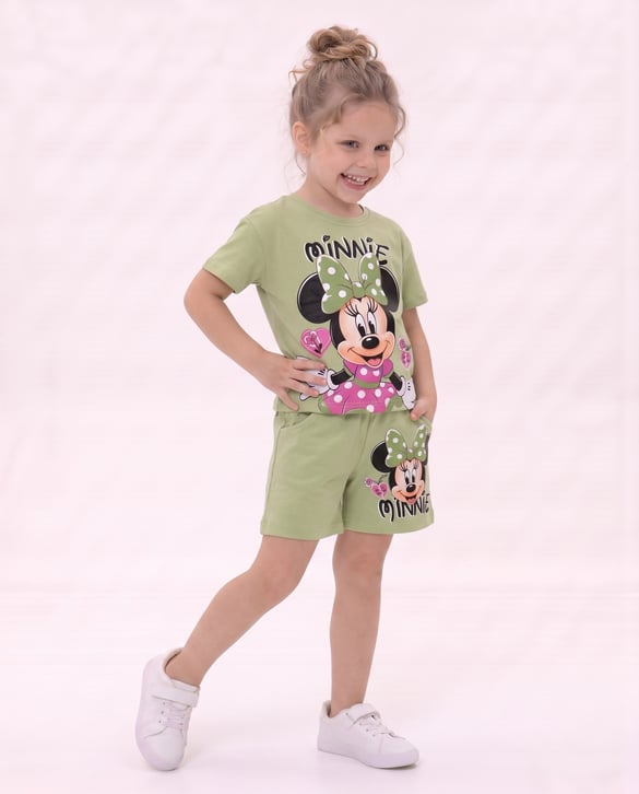 6594 Minnie Baskılı Kız Çocuk Şortlu İkili Takım FSTYŞL