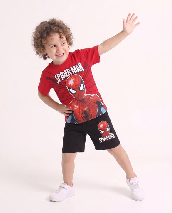 6611 Spiderman Desenli Erkek Çocuk Takım KIRMIZI